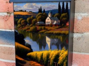 Springtime Church Colonial Mailbox Cover