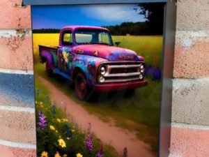 Old Farmhouse Truck #2 Colonial Mailbox Cover