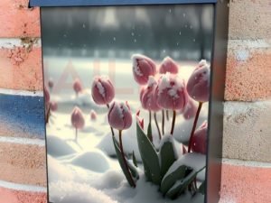 Tulips in the Snow Colonial Mailbox Cover