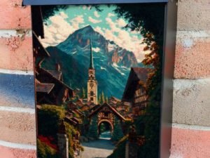 Village in the Swiss Alps Colonial Mailbox Cover