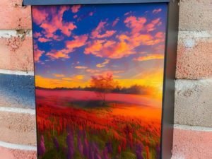 Lavender and Poppy Field Colonial Mailbox Cover