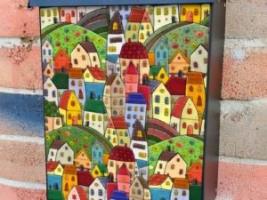 Cute Colorful Village Colonial Mailbox Cover