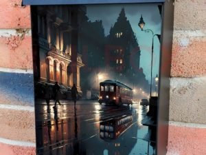 European City after Rain Colonial Mailbox Cover