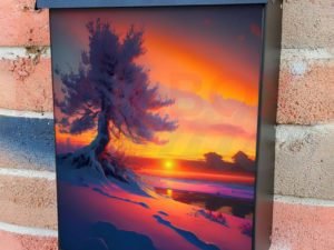 Beautiful Winter Sunset Colonial Mailbox Cover