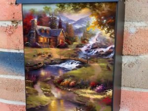 Cozy Cabin in the Woods Colonial Mailbox Cover