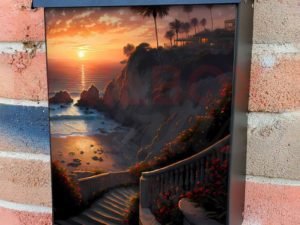 Sunset at Laguna Beach #2 Colonial Mailbox Cover