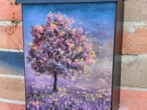 Purple Tree Blossoming Colonial Mailbox Cover
