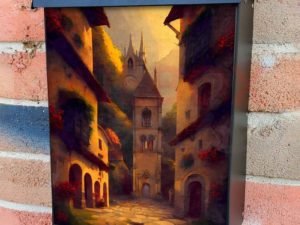 Old Mediterranean City #1 Colonial Mailbox Cover