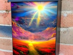 Beautiful Rainbow Landscape Colonial Mailbox Cover