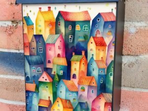 Cute Colorful Houses #2 Colonial Mailbox Cover