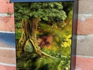 Fairy House in the Oak Tree  Colonial Mailbox Cover