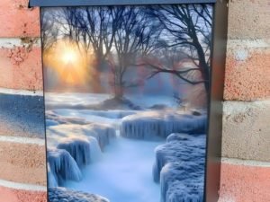 Frozen Winter Field Colonial Mailbox Cover