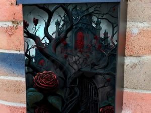 Gothic Garden with Roses #5 Colonial Mailbox Cover