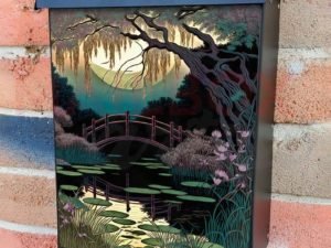 Japanese Garden Sunset #4 Colonial Mailbox Cover