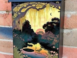 Japanese Garden Sunset #5 Colonial Mailbox Cover