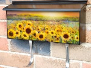 Rural Sunflower Field Townhouse Mailbox Cover