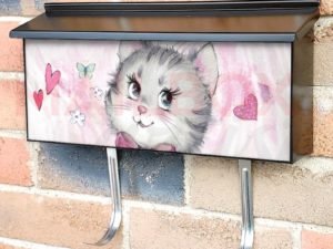 Valentine's Day Kitty and Hearts  Townhouse Mailbox Cover