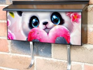 Valentine's Day Panda with Heart Townhouse Mailbox Cover