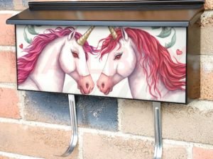 Valentine's Unicorn Couple #1 Townhouse Mailbox Cover