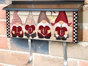 Valentine's Gnomes with Hearts Townhouse Mailbox Cover