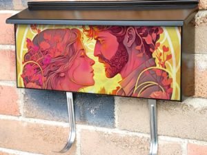 Romantic Couple in Love Townhouse Mailbox Cover
