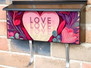 Valentine's Heart with Flowers #3 Townhouse Mailbox Cover
