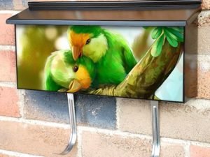 Pretty Parrot Couple Townhouse Mailbox Cover