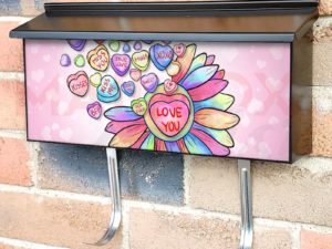 Colorful Valentine's Candies and Flower Townhouse Mailbox Cover