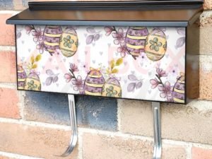 Purple and Yellow Easter Eggs Townhouse Mailbox Cover