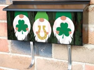St. Patrick Day Lucky Gnomes Townhouse Mailbox Cover