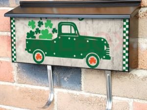 St. Patrick Day Shamrock Truck Townhouse Mailbox Cover