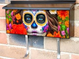 Sugar Skull Girl with Flowers #1 Townhouse Mailbox Cover