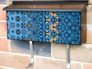 Blue and Yellow Folk Pattern Townhouse Mailbox Cover