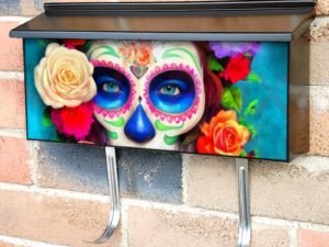 Sugar Skull Girl with Flowers #2 Townhouse Mailbox Cover