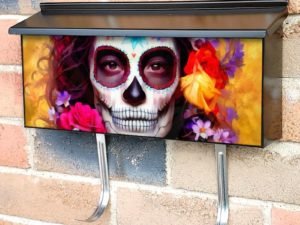 Sugar Skull Girl with Flowers #3 Townhouse Mailbox Cover