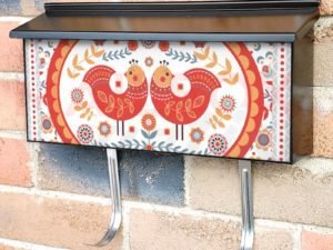 Folk Birds and Flowers #1 Townhouse Mailbox Cover