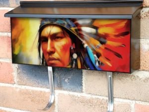 Handsome Native Warrior Townhouse Mailbox Cover