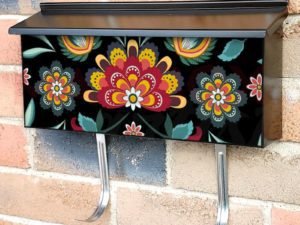 Paisley Design on Black Background Townhouse Mailbox Cover