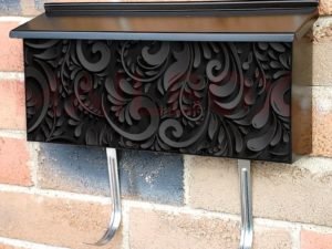 Folklore Black Batik Design Townhouse Mailbox Cover