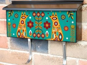Folk Pattern with Foxes and Birds Townhouse Mailbox Cover