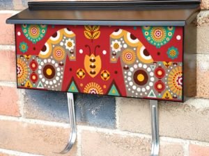 Folk Pattern with Horses and Birds Townhouse Mailbox Cover