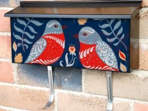 Folk Bird Couple Townhouse Mailbox Cover