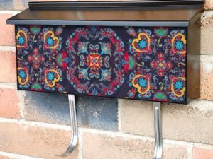 Floral Folk Design with Hearts Townhouse Mailbox Cover