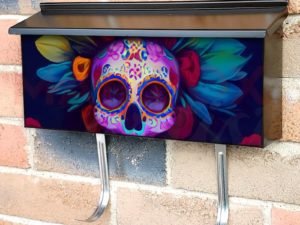 Sugar Skull and Flowers #2 Townhouse Mailbox Cover