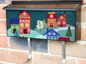 Cute Winter Town Townhouse Mailbox Cover
