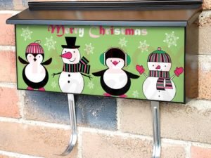 Christmas Snowmen and Penguins Townhouse Mailbox Cover