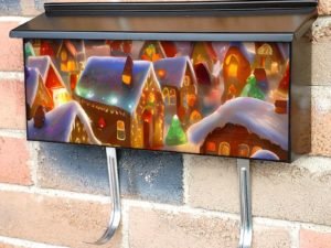 Christmas Gingerbread Village Townhouse Mailbox Cover