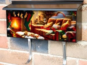 Christmas Living Room Townhouse Mailbox Cover
