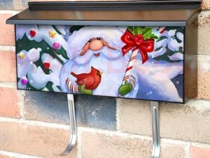 Christmas Gnome with a Cardinal Townhouse Mailbox Cover