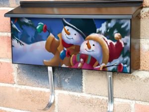 Snowman Couple and Cardinals Townhouse Mailbox Cover